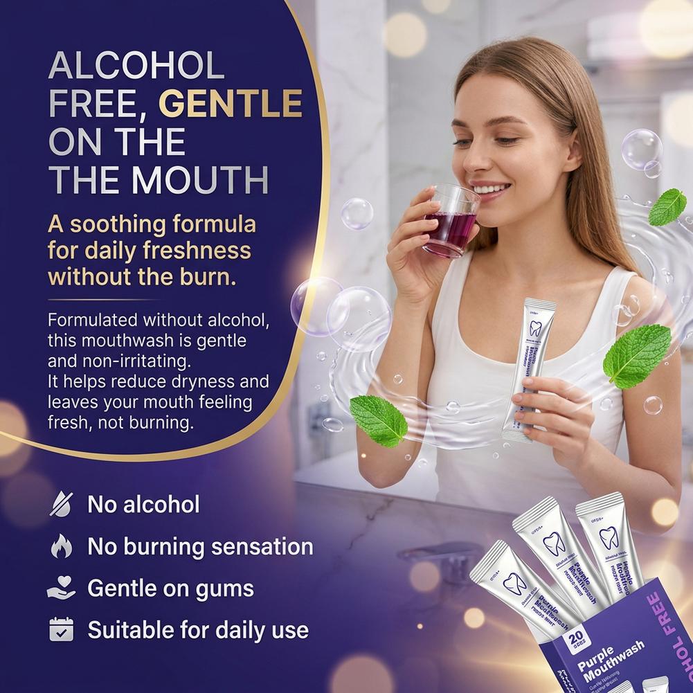 Teeth Whitening Mouthwash - Fioletowy płyn do płukania jamy ustnej,